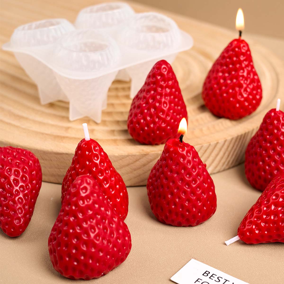 4pcs Strawberry Silicone Candl - Soap Making Gifts review and price